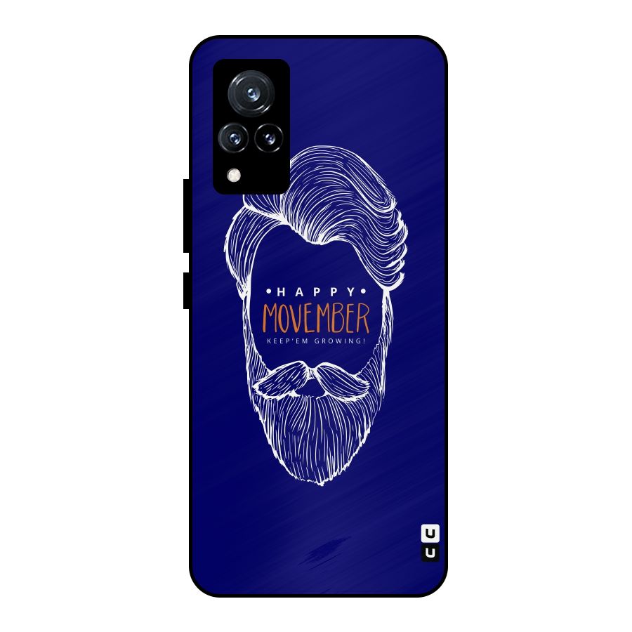 Happy Movember Blue Metal Back Case for Vivo V21 5G