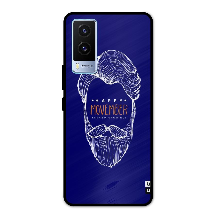 Happy Movember Blue Metal Back Case for Vivo V21e 5G