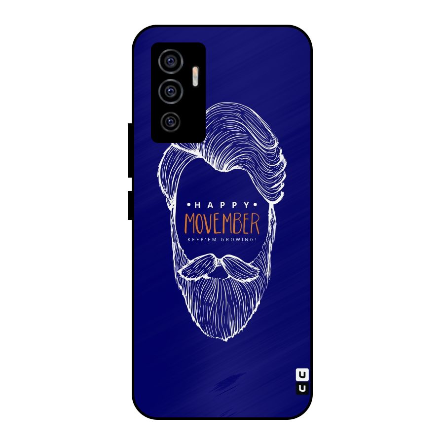 Happy Movember Blue Metal Back Case for Vivo V23e