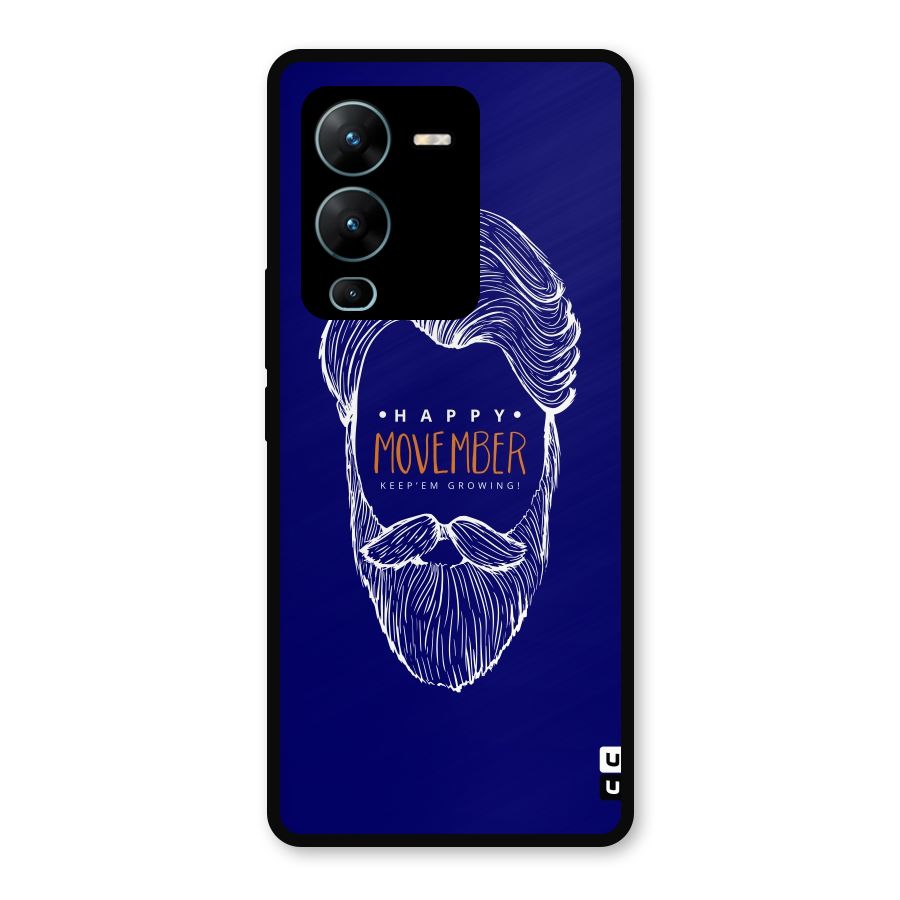 Happy Movember Blue Metal Back Case for Vivo V25 Pro