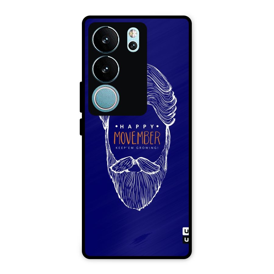 Happy Movember Blue Metal Back Case for Vivo V29