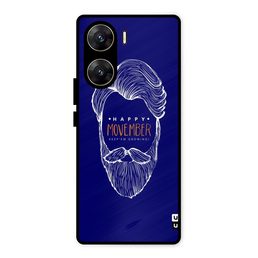 Happy Movember Blue Metal Back Case for Vivo V29e