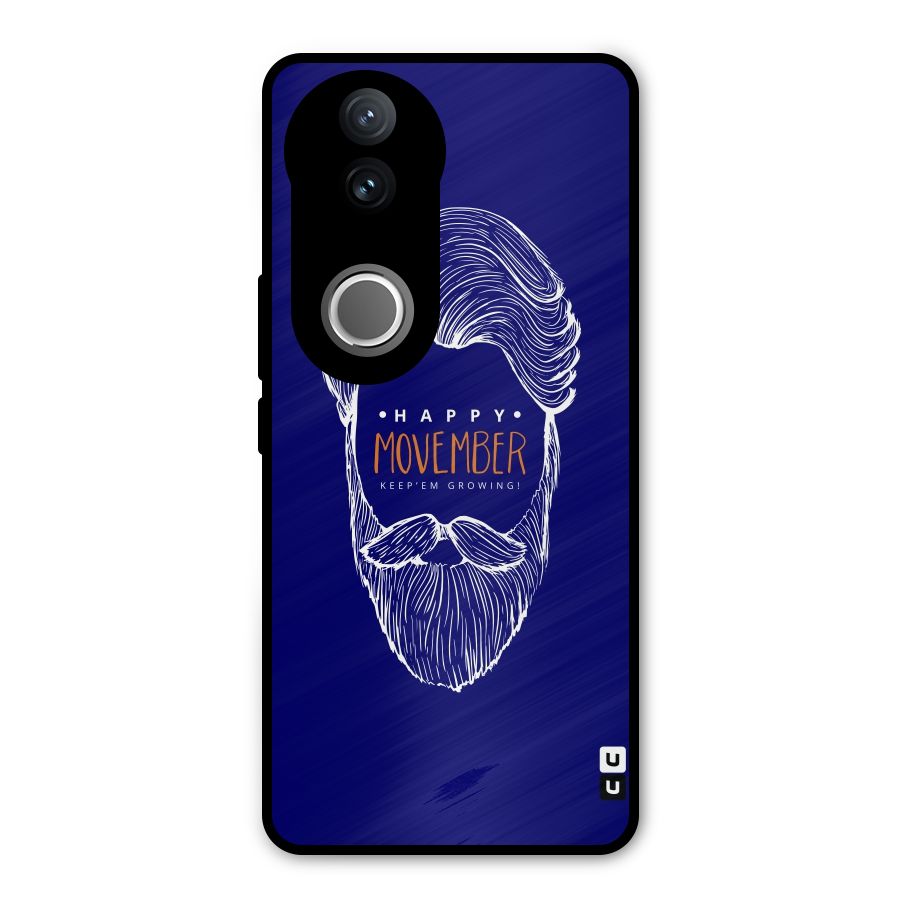 Happy Movember Blue Metal Back Case for Vivo V50