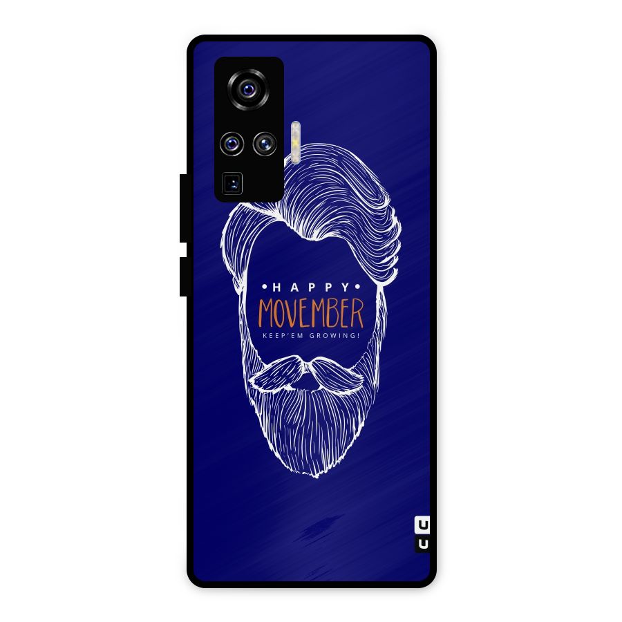 Happy Movember Blue Metal Back Case for Vivo X50 Pro