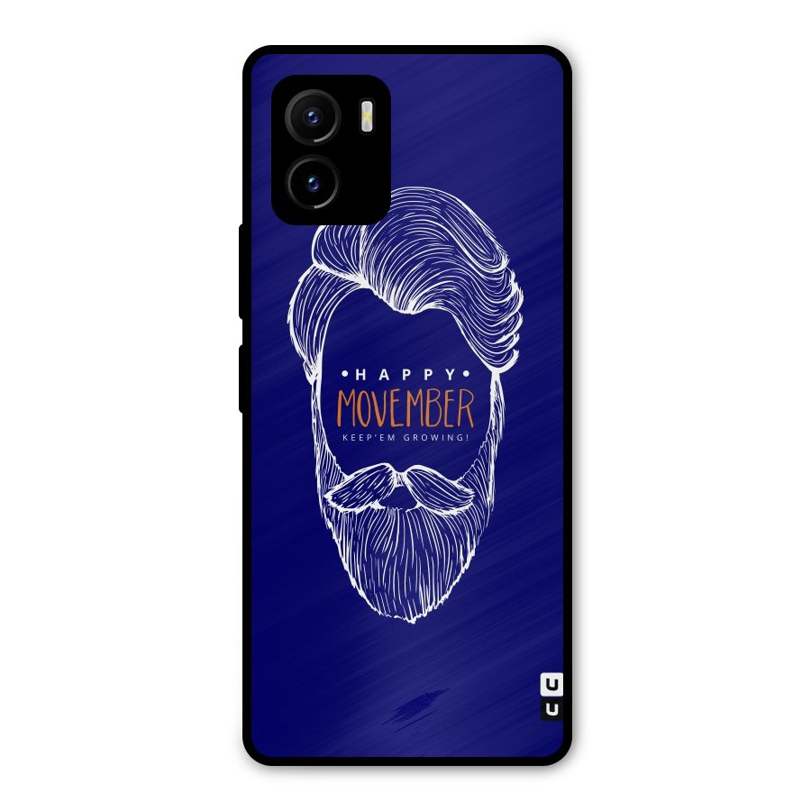 Happy Movember Blue Metal Back Case for Vivo Y15s