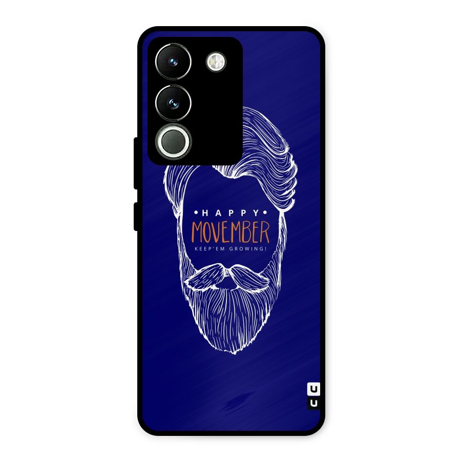 Happy Movember Blue Metal Back Case for Vivo Y200