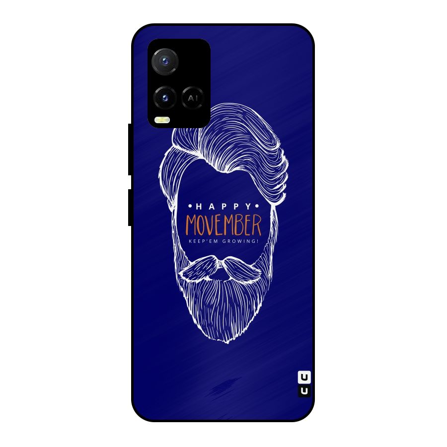 Happy Movember Blue Metal Back Case for Vivo Y21T