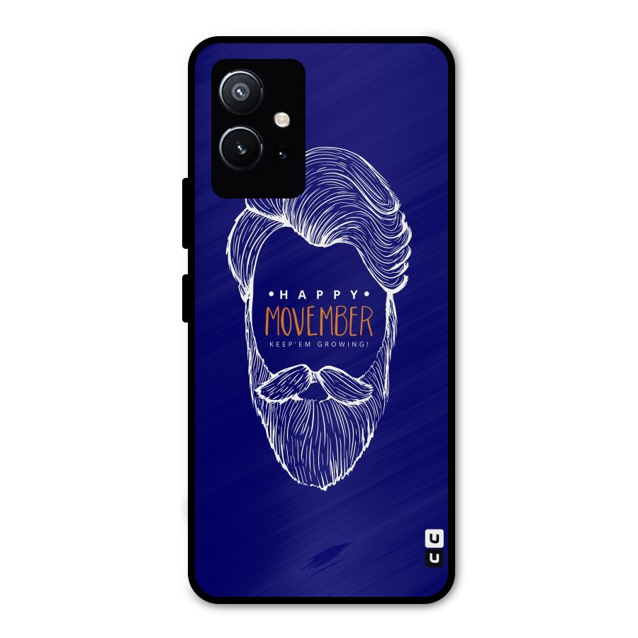 Happy Movember Blue Metal Back Case for Vivo Y75 5G