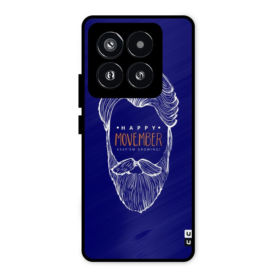Happy Movember Blue Metal Back Case for Xiaomi 14 Pro