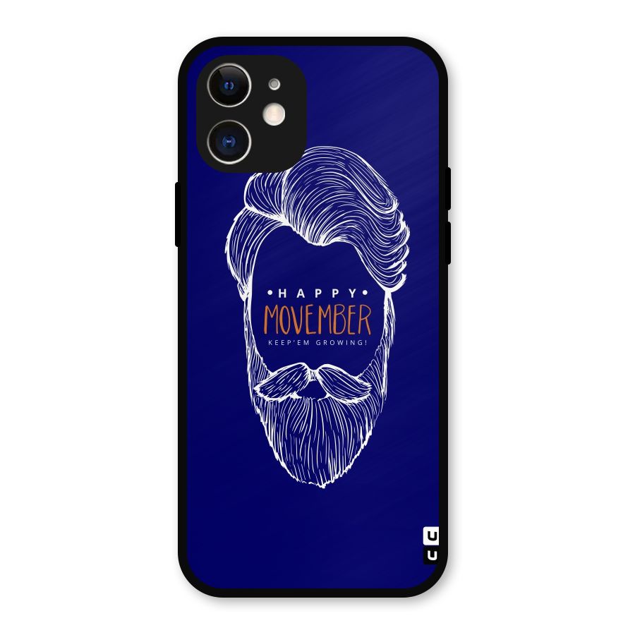 Happy Movember Blue Metal Back Case for iPhone 12