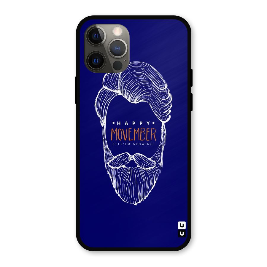 Happy Movember Blue Metal Back Case for iPhone 12 Pro
