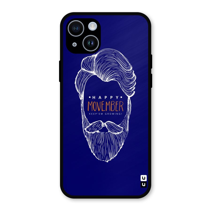 Happy Movember Blue Metal Back Case for iPhone 14