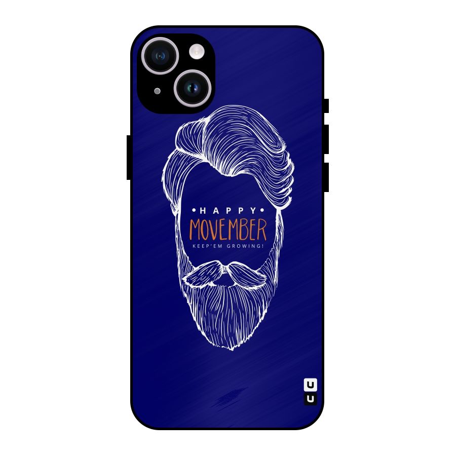 Happy Movember Blue Metal Back Case for iPhone 14 Plus