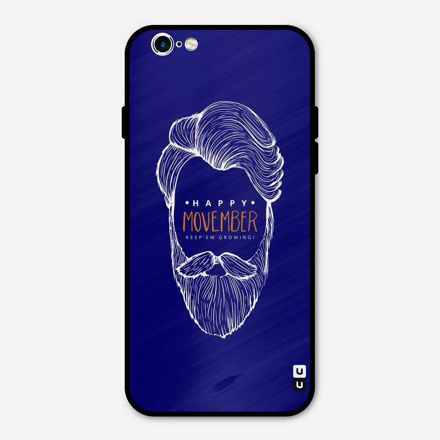 Happy Movember Blue Metal Back Case for iPhone 6 6s