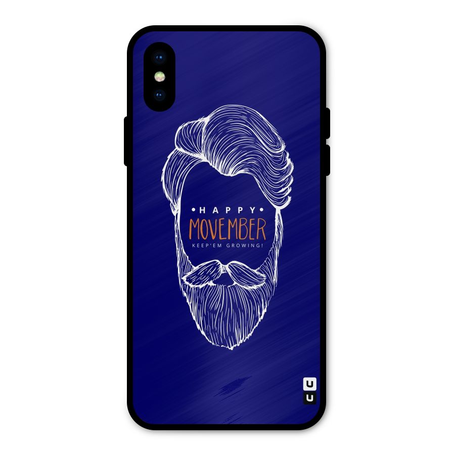Happy Movember Blue Metal Back Case for iPhone XS