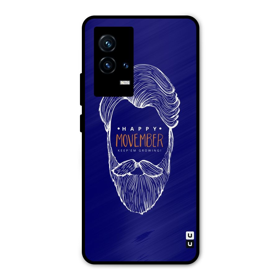 Happy Movember Blue Metal Back Case for iQOO 9 5G