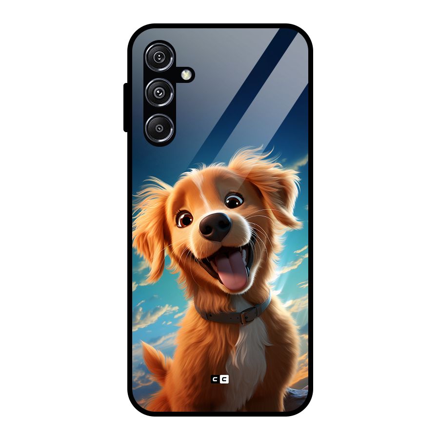 Happy Puppy Glass Back Case for Galaxy M34 5G