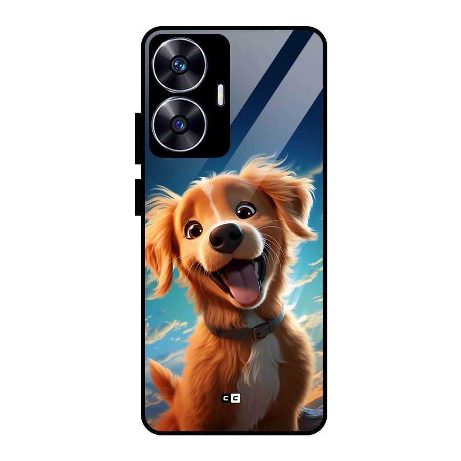 Happy Puppy Glass Back Case for Realme Narzo N55