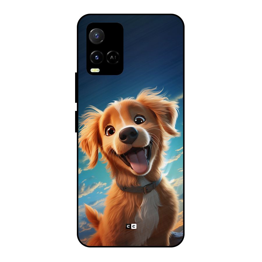 Happy Puppy Metal Back Case for Vivo Y21 2021