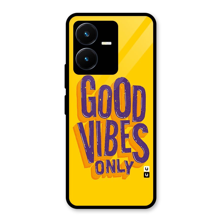Happy Vibes Only Glass Back Case for Vivo Y22s