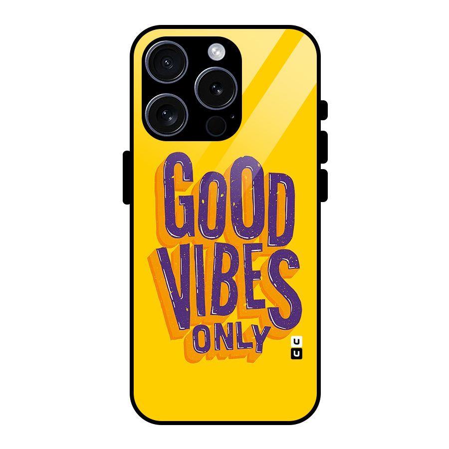 Happy Vibes Only Glass Back Case for iPhone 15 Pro