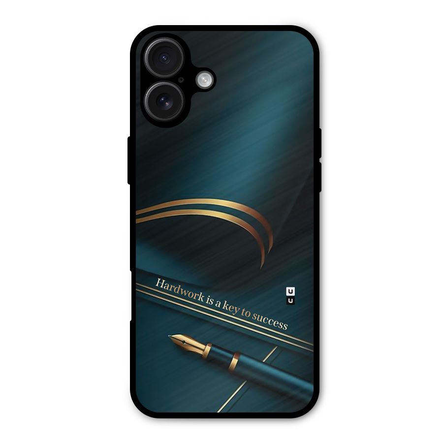 Hardwork Is Key Metal Back Case for iPhone 16 Plus