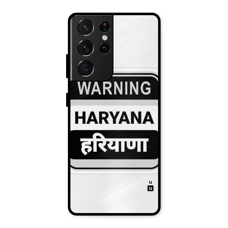 Haryana Warning Metal Back Case for Galaxy S21 Ultra 5G