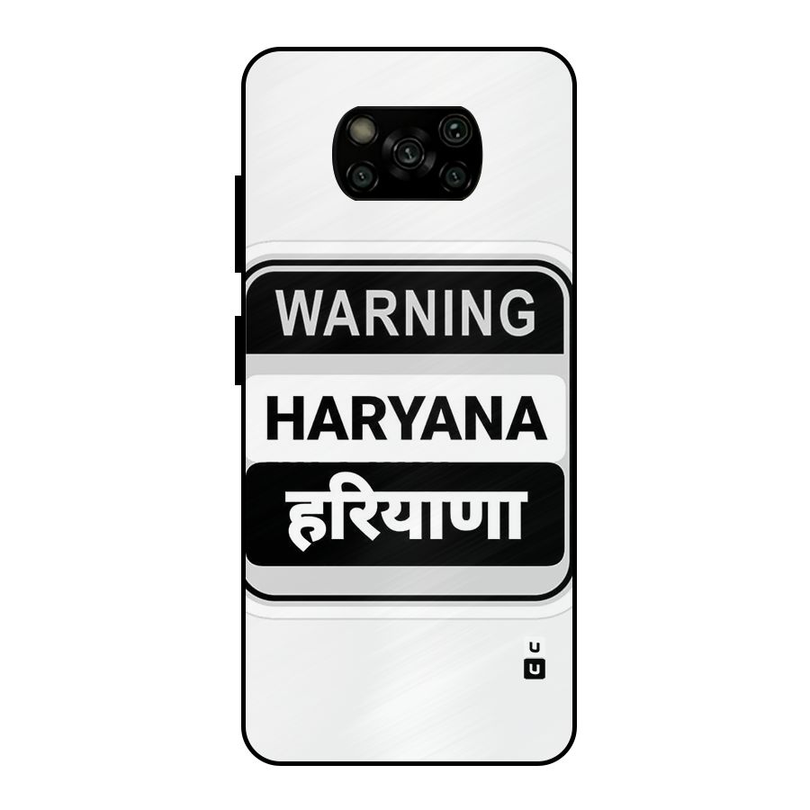 Haryana Warning Metal Back Case for Poco X3