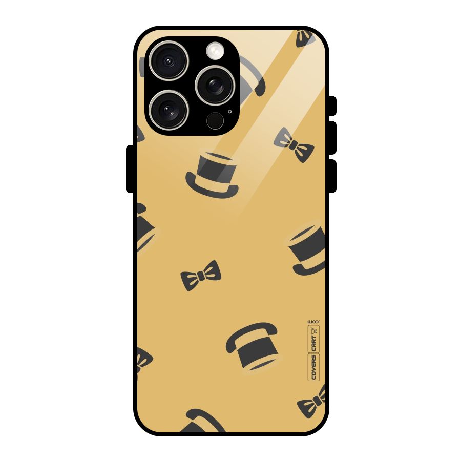 Hat and Bow Tie Glass Back Case for iPhone 15 Pro Max