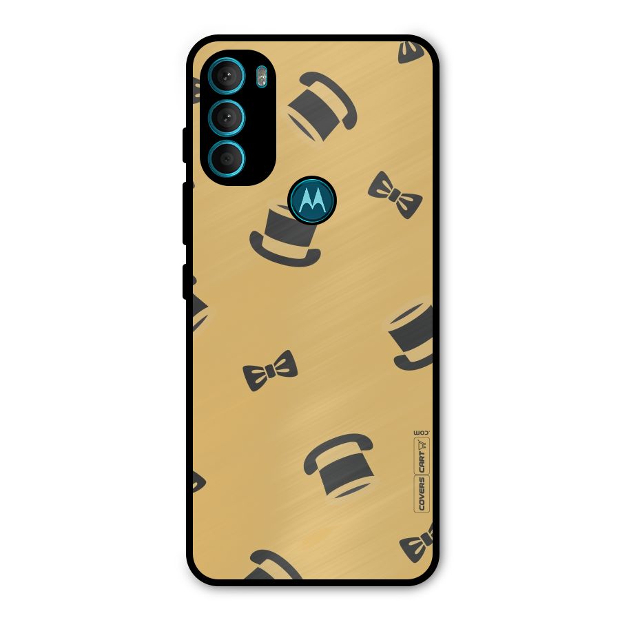 Hat and Bow Tie Metal Back Case for Moto G71 5G