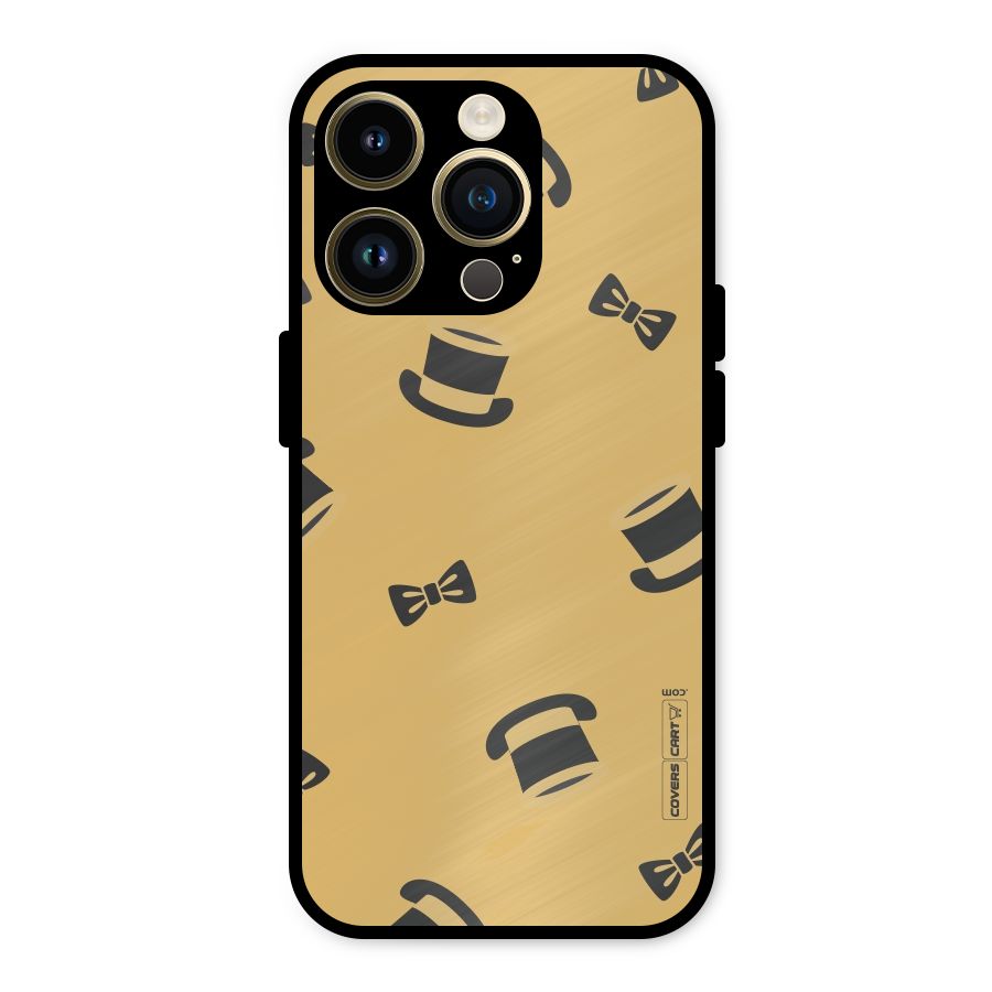 Hat and Bow Tie Metal Back Case for iPhone 14 Pro