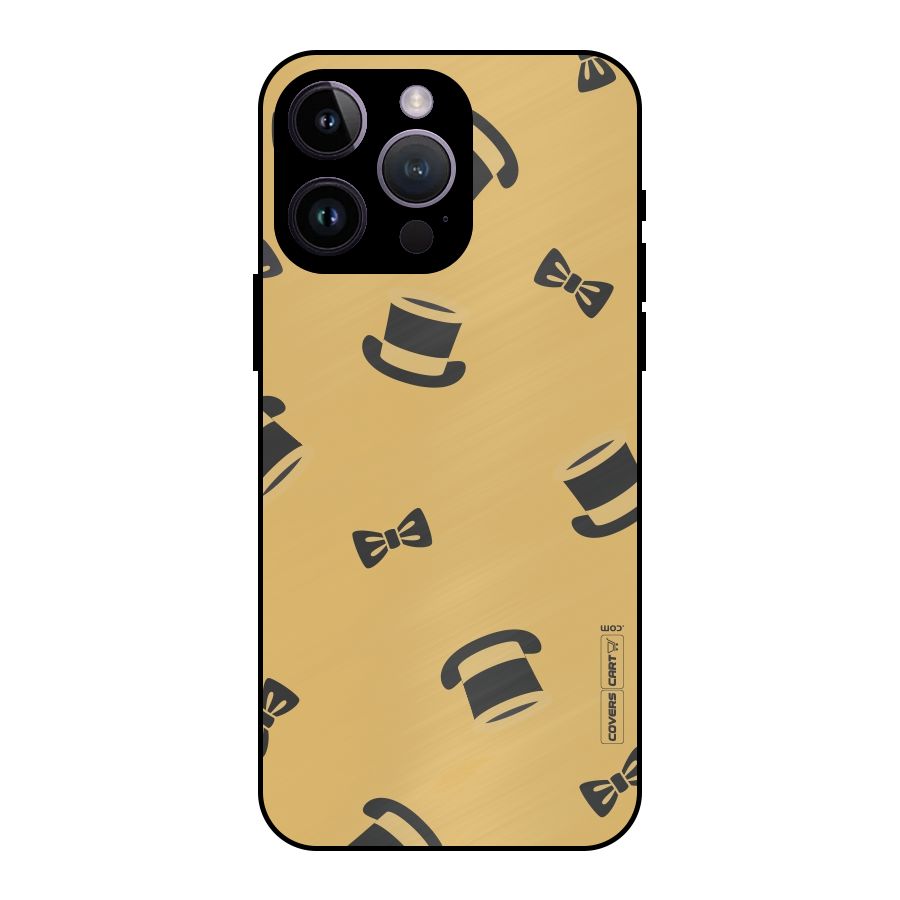 Hat and Bow Tie Metal Back Case for iPhone 14 Pro Max