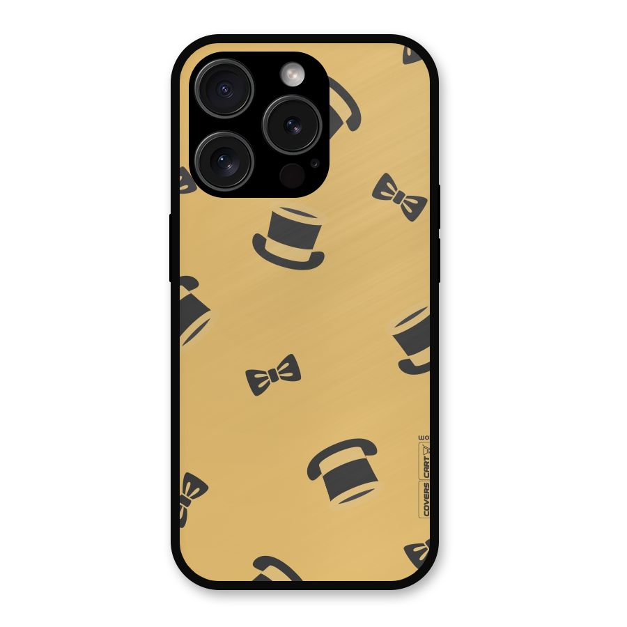 Hat and Bow Tie Metal Back Case for iPhone 15 Pro