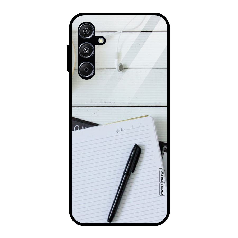 Headphones Notes Glass Back Case for Galaxy M34 5G