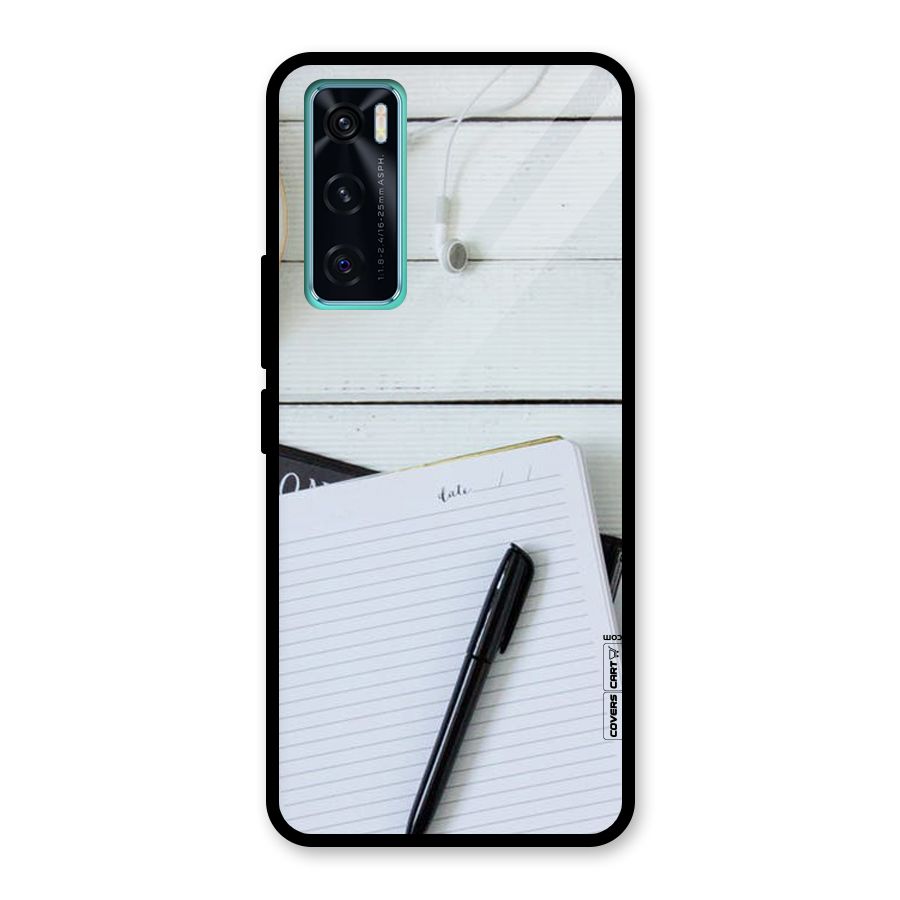 Headphones Notes Glass Back Case for Vivo V20 SE