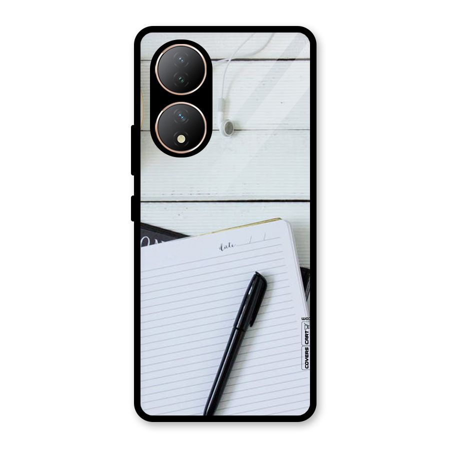 Headphones Notes Glass Back Case for Vivo Y100A