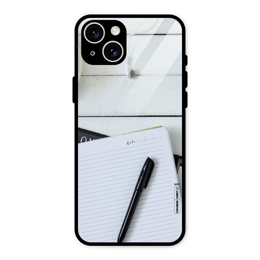 Headphones Notes Glass Back Case for iPhone 15 Plus