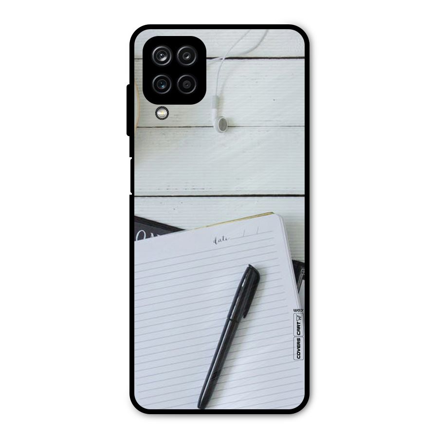 Headphones Notes Metal Back Case for Galaxy A12