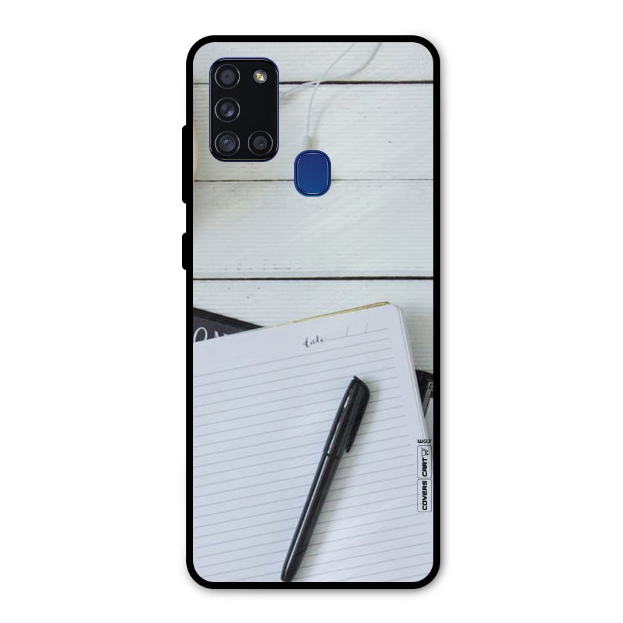 Headphones Notes Metal Back Case for Galaxy A21s