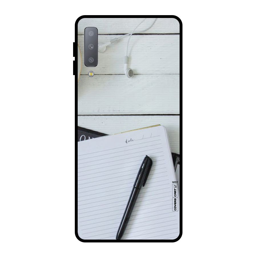 Headphones Notes Metal Back Case for Galaxy A7 (2018)