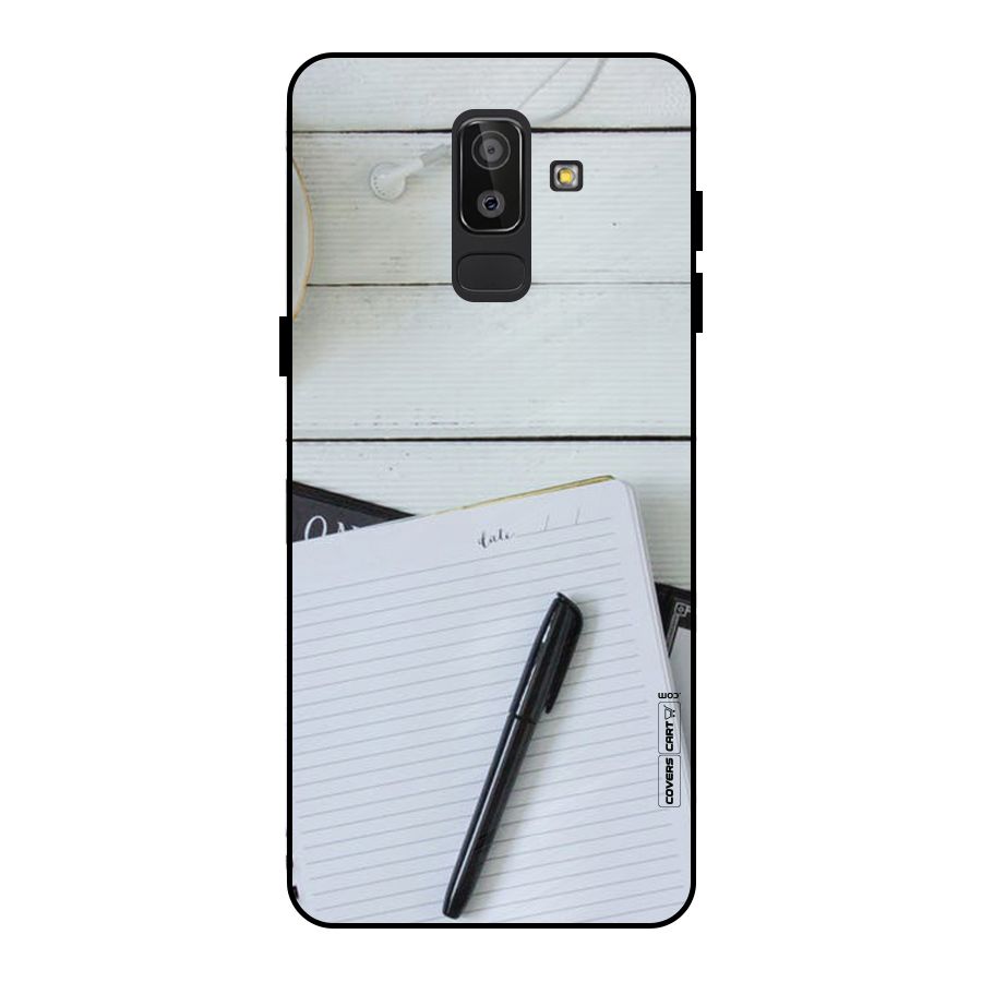 Headphones Notes Metal Back Case for Galaxy J8