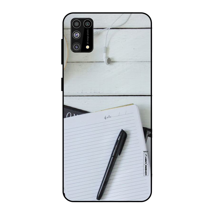 Headphones Notes Metal Back Case for Galaxy M31