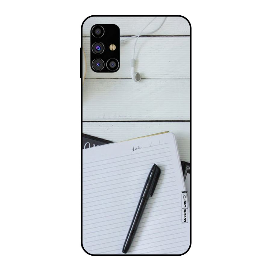 Headphones Notes Metal Back Case for Galaxy M31s