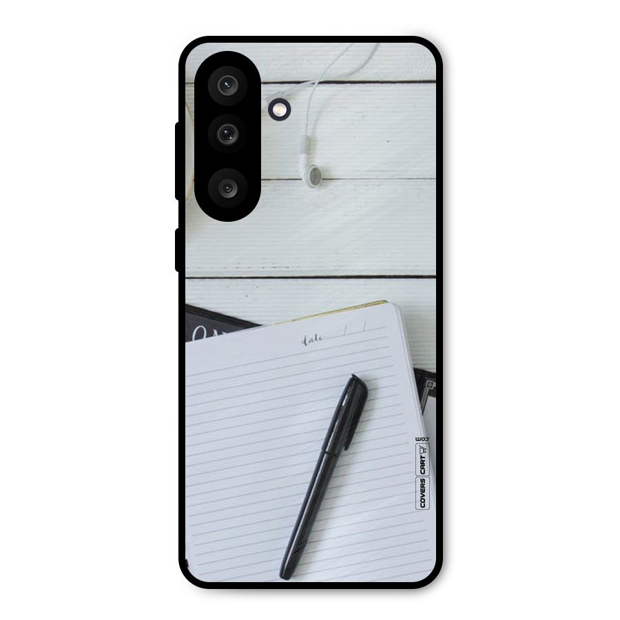 Headphones Notes Metal Back Case for Galaxy M56