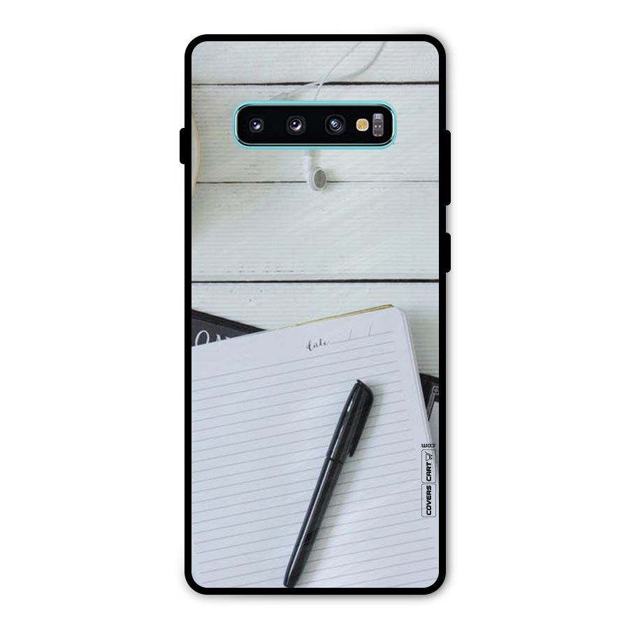 Headphones Notes Metal Back Case for Galaxy S10 Plus