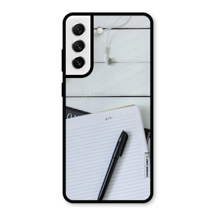 Headphones Notes Metal Back Case for Galaxy S21 FE 5G