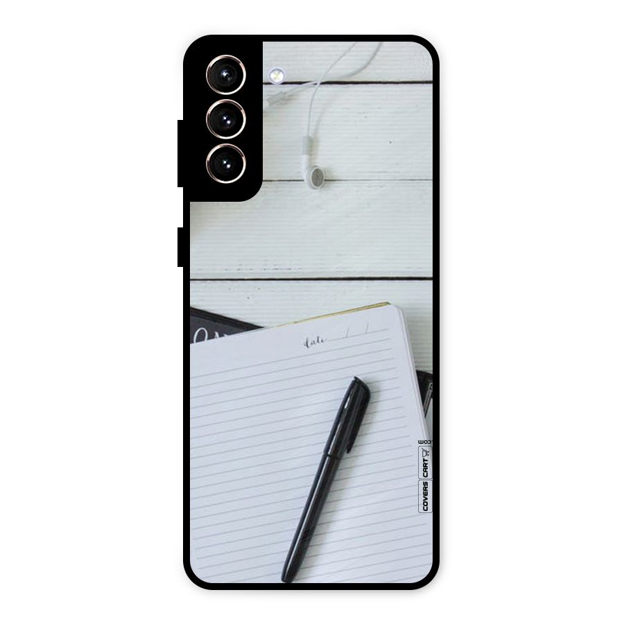Headphones Notes Metal Back Case for Galaxy S21 Plus