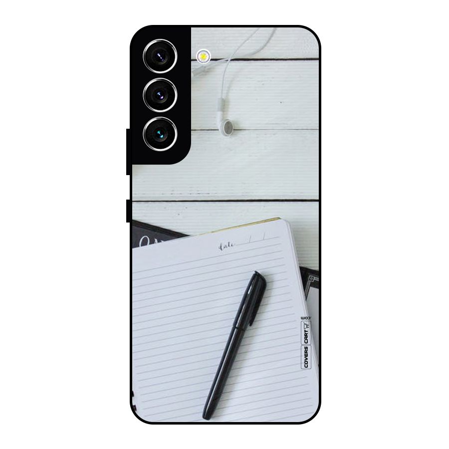 Headphones Notes Metal Back Case for Galaxy S22 5G