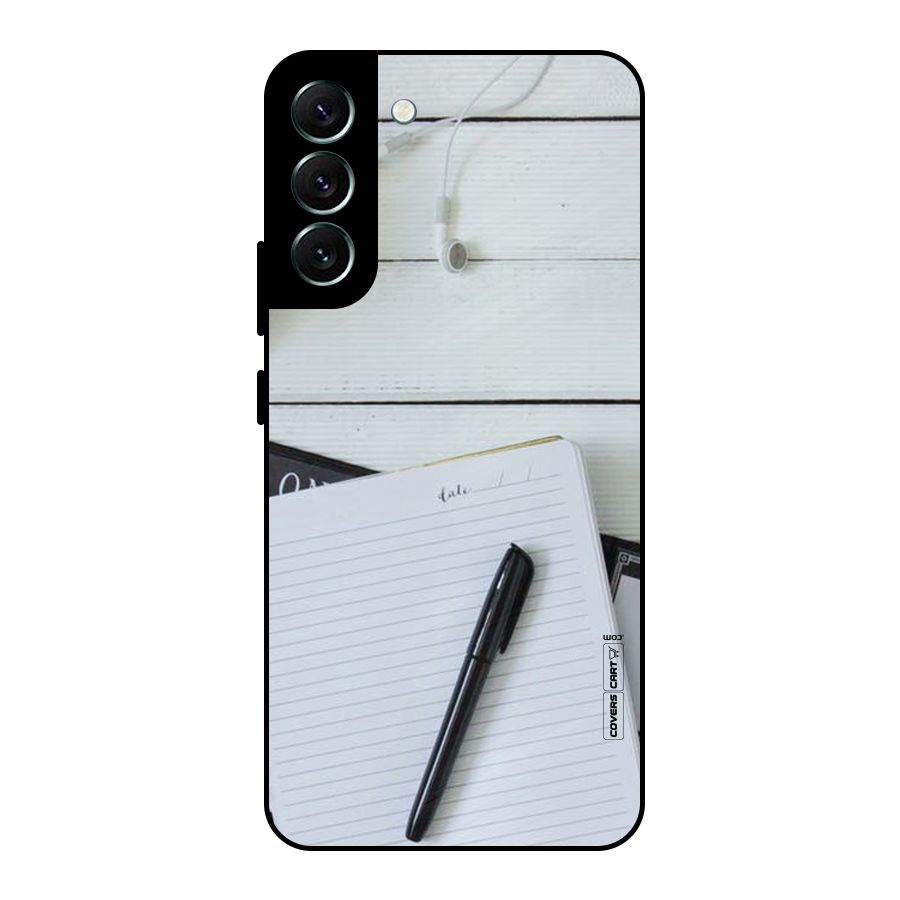 Headphones Notes Metal Back Case for Galaxy S22 Plus 5G
