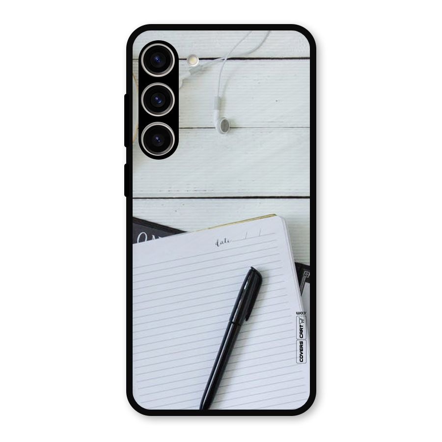 Headphones Notes Metal Back Case for Galaxy S23 Plus